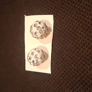 Must bundle. white earrings with rhinestones.